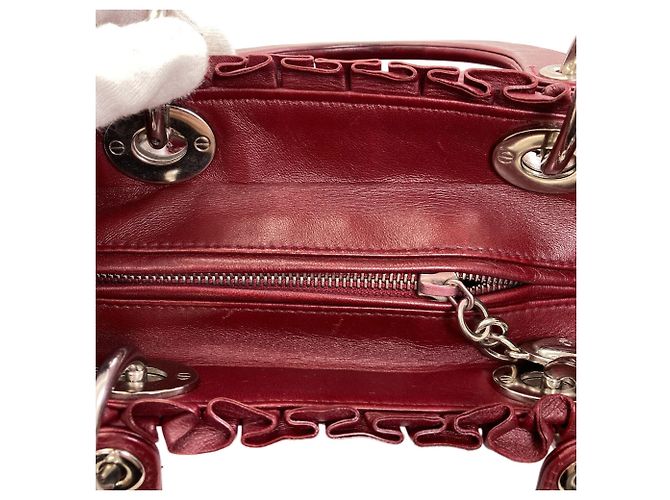 Borsa 2-Way Christian Dior Lady in pelle di vitello rossa Rosso - vista 14