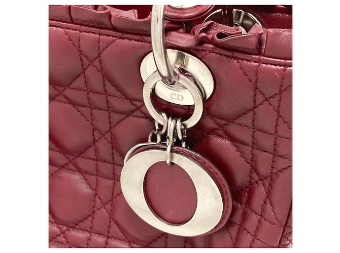 Borsa 2-Way Christian Dior Lady in pelle di vitello rossa Rosso - vista 16