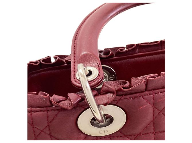 Borsa 2-Way Christian Dior Lady in pelle di vitello rossa Rosso - vista 23