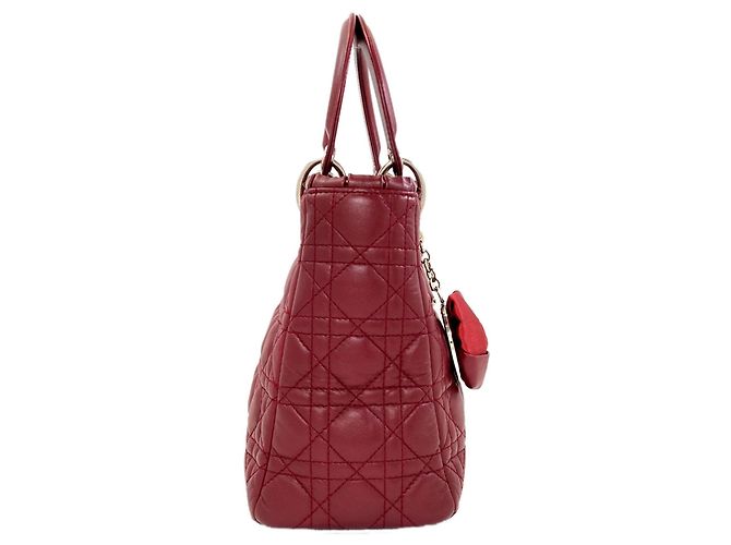 Borsa 2-Way Christian Dior Lady in pelle di vitello rossa Rosso - vista 3