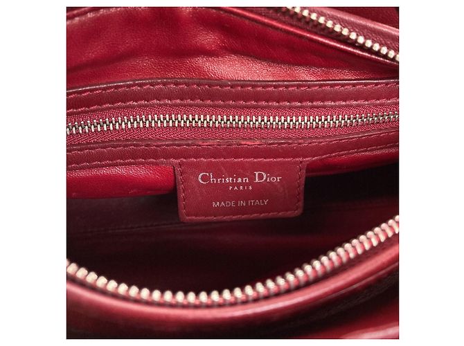 Borsa 2-Way Christian Dior Lady in pelle di vitello rossa Rosso - vista 6