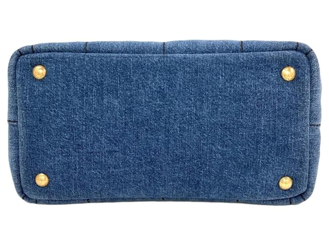 Borsa 2-Way Prada Canapa Mini Flower Blu - vista 4