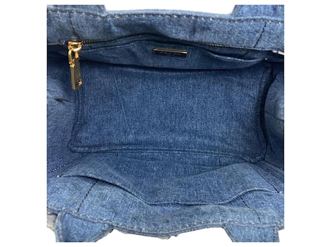 Borsa 2-Way Prada Canapa Mini Flower Blu - vista 5