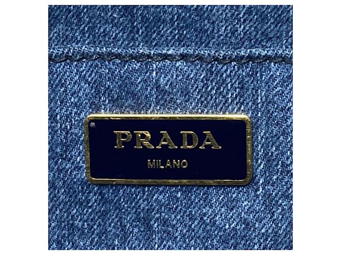 Borsa 2-Way Prada Canapa Mini Flower Blu - vista 6