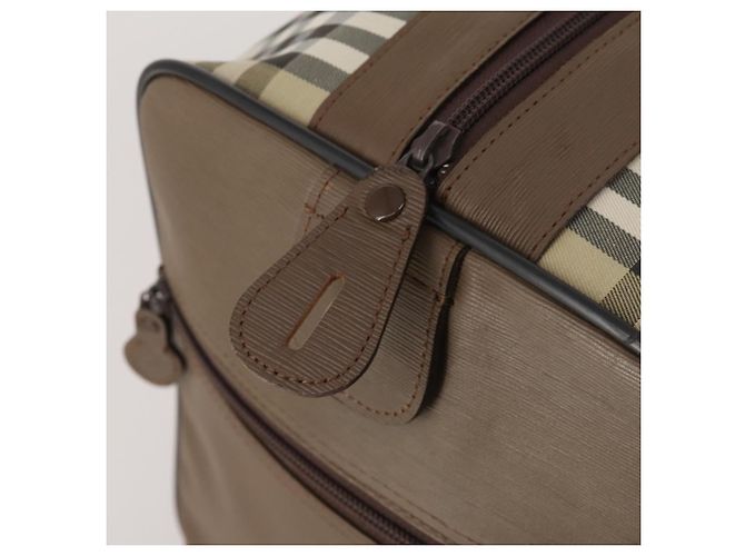 Borsa Boston Burberrys Nova Check in tela Beige Gold Auth 188634 D'oro - vista 10