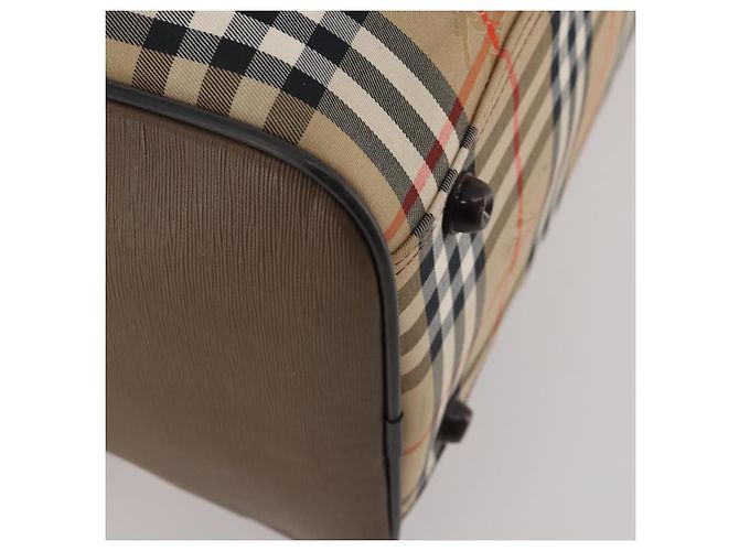 Borsa Boston Burberrys Nova Check in tela Beige Gold Auth 188634 D'oro - vista 14