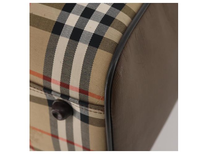 Borsa Boston Burberrys Nova Check in tela Beige Gold Auth 188634 D'oro - vista 15