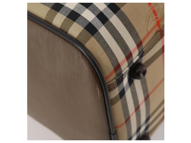 Borsa Boston Burberrys Nova Check in tela Beige Gold Auth 188634 D'oro - vista 16