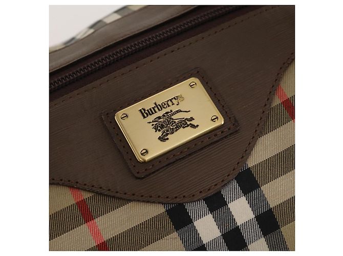 Borsa Boston Burberrys Nova Check in tela Beige Gold Auth 188634 D'oro - vista 17