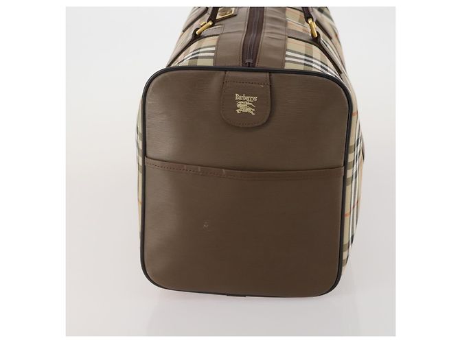 Borsa Boston Burberrys Nova Check in tela Beige Gold Auth 188634 D'oro - vista 3