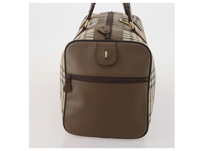 Borsa Boston Burberrys Nova Check in tela Beige Gold Auth 188634 D'oro - vista 4