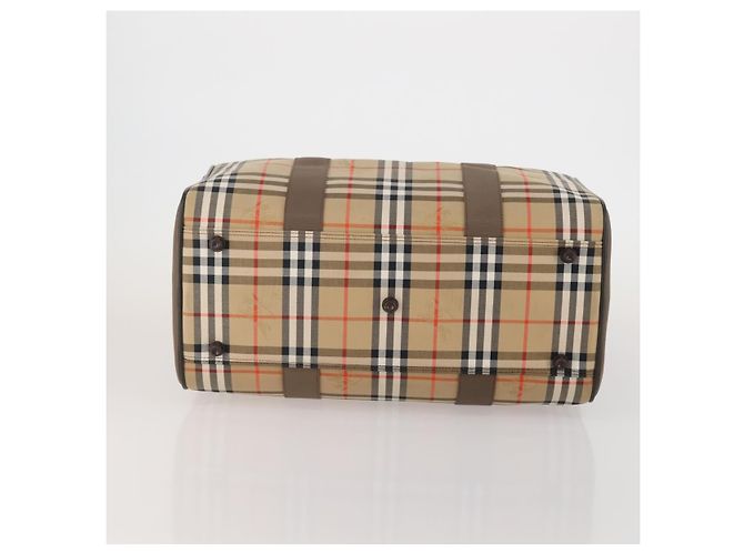 Borsa Boston Burberrys Nova Check in tela Beige Gold Auth 188634 D'oro - vista 5