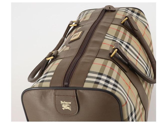 Borsa Boston Burberrys Nova Check in tela Beige Gold Auth 188634 D'oro - vista 6