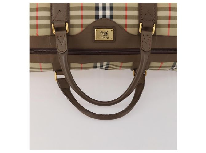 Borsa Boston Burberrys Nova Check in tela Beige Gold Auth 188634 D'oro - vista 7
