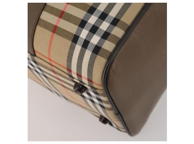 Borsa Boston Burberrys Nova Check in tela Beige Gold Auth 188634 D'oro - vista 9