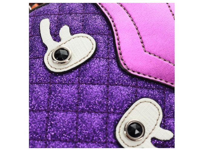GUCCI Kinder Ananas Schultertasche Leder Lila Silber Auth 189054SAM - Ansicht 19