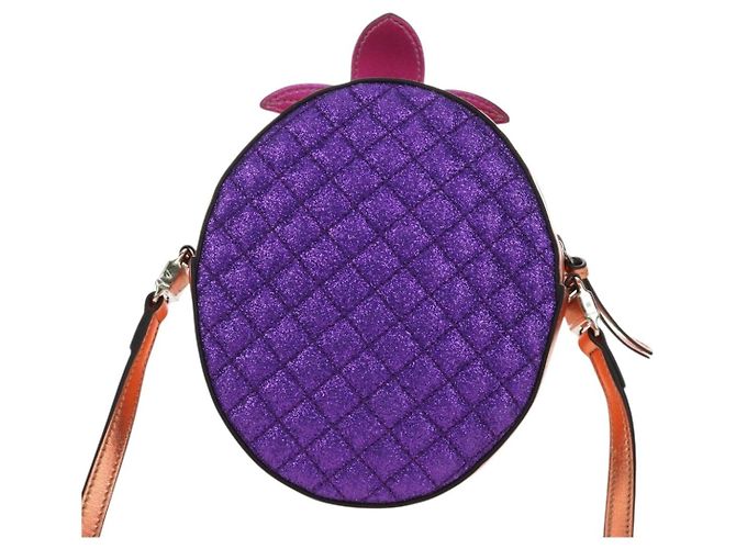 GUCCI Kinder Ananas Schultertasche Leder Lila Silber Auth 189054SAM - Ansicht 2