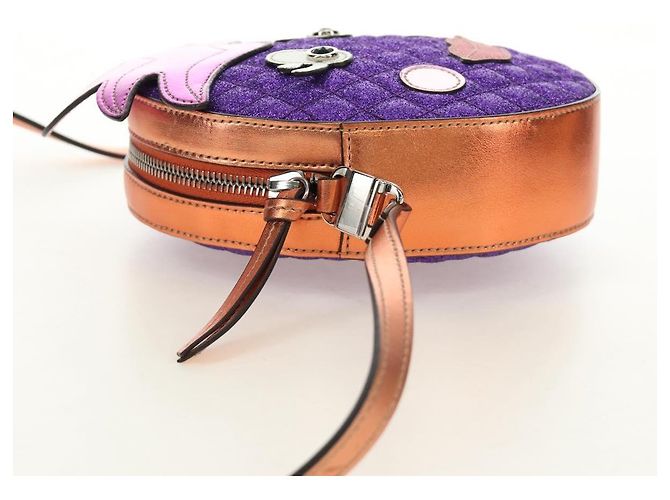 GUCCI Kinder Ananas Schultertasche Leder Lila Silber Auth 189054SAM - Ansicht 3