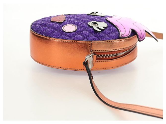 GUCCI Kinder Ananas Schultertasche Leder Lila Silber Auth 189054SAM - Ansicht 4