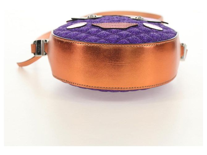 GUCCI Kinder Ananas Schultertasche Leder Lila Silber Auth 189054SAM - Ansicht 5