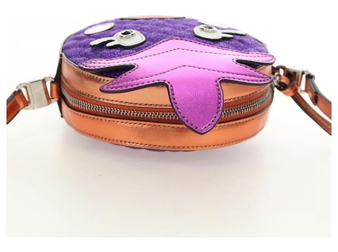 GUCCI Kinder Ananas Schultertasche Leder Lila Silber Auth 189054SAM - Ansicht 6
