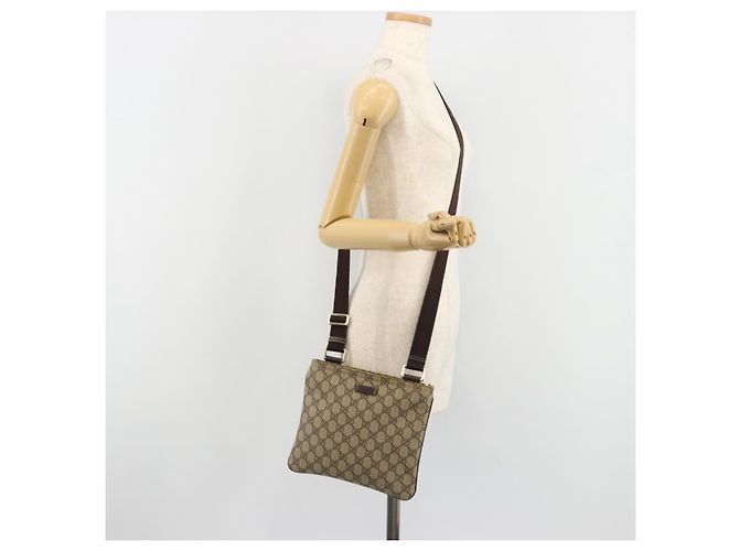 GUCCI GG Supreme Schultertasche PVC Beige Gold 201538 Auth 190295A Golden - Ansicht 22