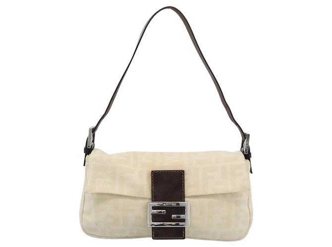 FENDI Zucca Canvas Mamma Baguette Shoulder Bag Bege Prata Auth 190260SAM - vista 13