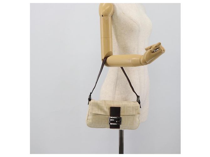 FENDI Zucca Canvas Mamma Baguette Shoulder Bag Bege Prata Auth 190260SAM - vista 23