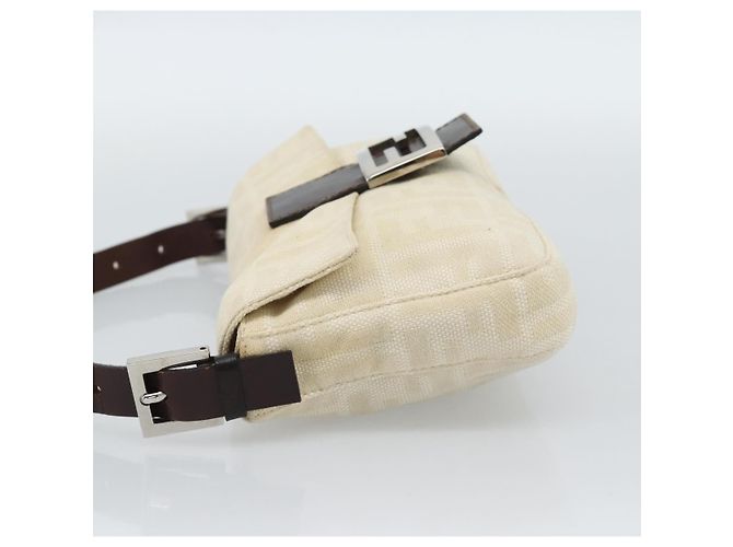 FENDI Zucca Canvas Mamma Baguette Shoulder Bag Bege Prata Auth 190260SAM - vista 3
