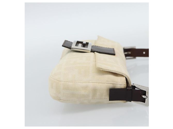 FENDI Zucca Canvas Mamma Baguette Shoulder Bag Bege Prata Auth 190260SAM - vista 4
