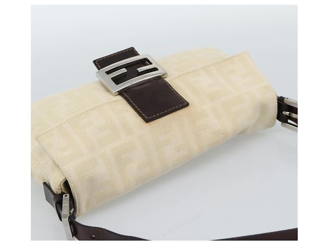 FENDI Zucca Canvas Mamma Baguette Shoulder Bag Bege Prata Auth 190260SAM - vista 6