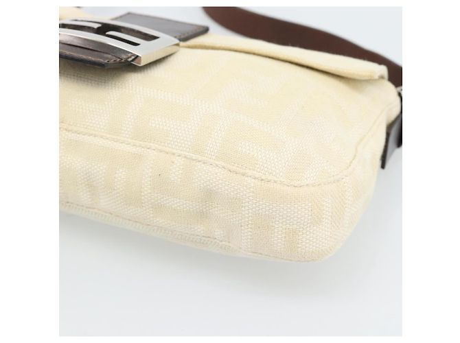 FENDI Zucca Canvas Mamma Baguette Shoulder Bag Bege Prata Auth 190260SAM - vista 9