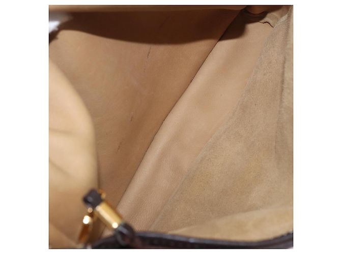 LOEWE Anagram Shoulder Bag Suede Beige Gold Auth 190571 D'oro - vista 11