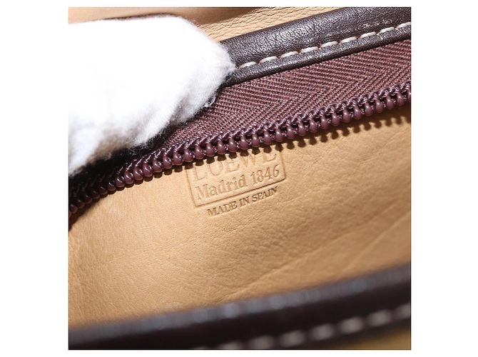 LOEWE Anagram Shoulder Bag Suede Beige Gold Auth 190571 D'oro - vista 12