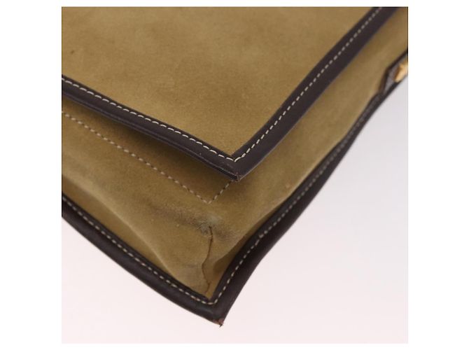 LOEWE Anagram Shoulder Bag Suede Beige Gold Auth 190571 D'oro - vista 15