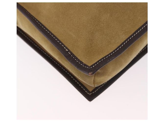 LOEWE Anagram Shoulder Bag Suede Beige Gold Auth 190571 D'oro - vista 16