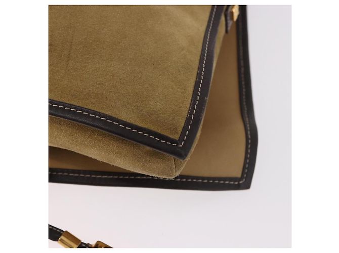 LOEWE Anagram Shoulder Bag Suede Beige Gold Auth 190571 D'oro - vista 17