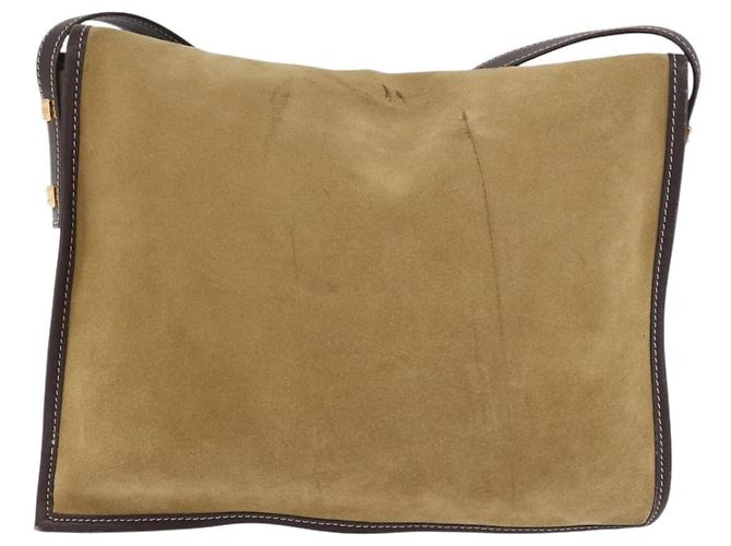 LOEWE Anagram Shoulder Bag Suede Beige Gold Auth 190571 D'oro - vista 2