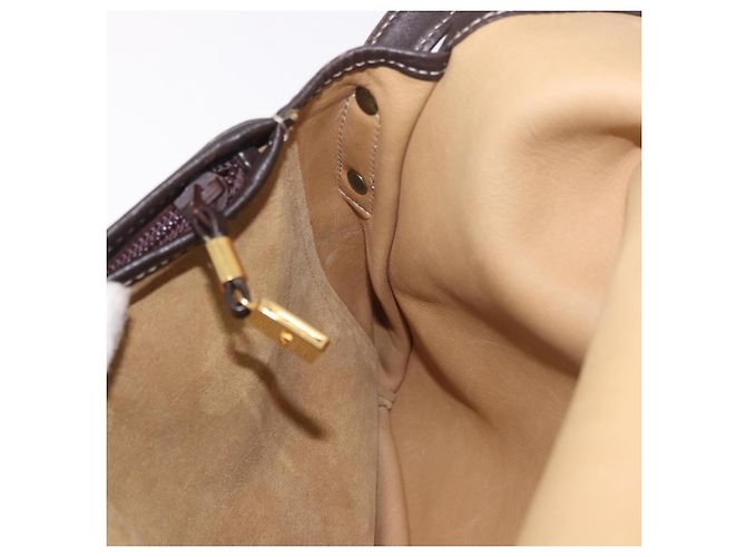 LOEWE Anagram Shoulder Bag Suede Beige Gold Auth 190571 D'oro - vista 21