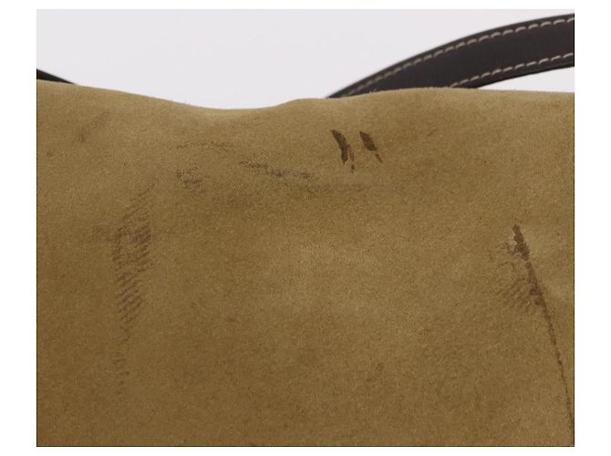 LOEWE Anagram Shoulder Bag Suede Beige Gold Auth 190571 D'oro - vista 3