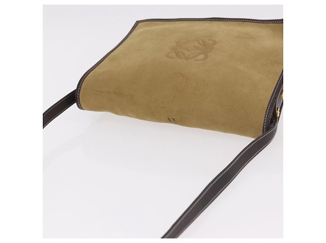 LOEWE Anagram Shoulder Bag Suede Beige Gold Auth 190571 D'oro - vista 7