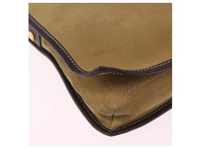 LOEWE Anagram Shoulder Bag Suede Beige Gold Auth 190571 D'oro - vista 9