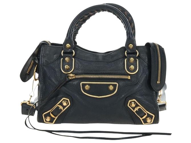 BALENCIAGA Classic Metallic Edge Mini City Tasche Leder 2way Navy Auth 189129M Golden Marineblau - Ansicht 13