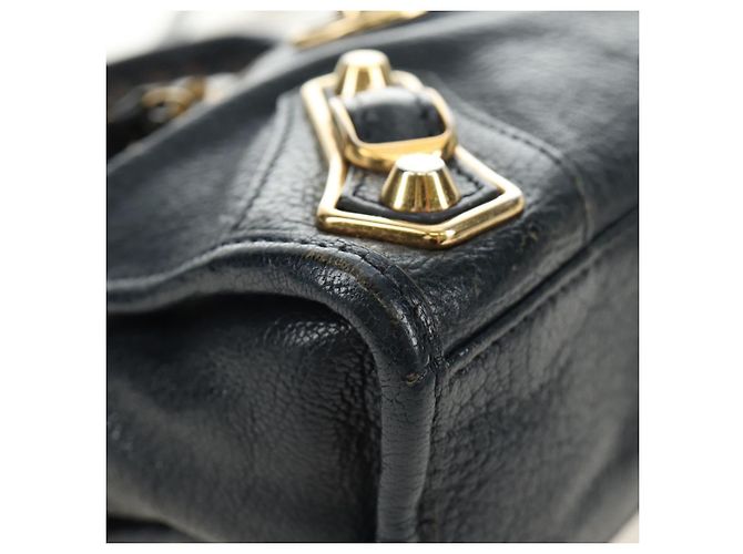 BALENCIAGA Classic Metallic Edge Mini City Tasche Leder 2way Navy Auth 189129M Golden Marineblau - Ansicht 16