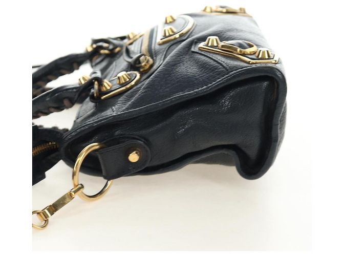 BALENCIAGA Classic Metallic Edge Mini City Tasche Leder 2way Navy Auth 189129M Golden Marineblau - Ansicht 3