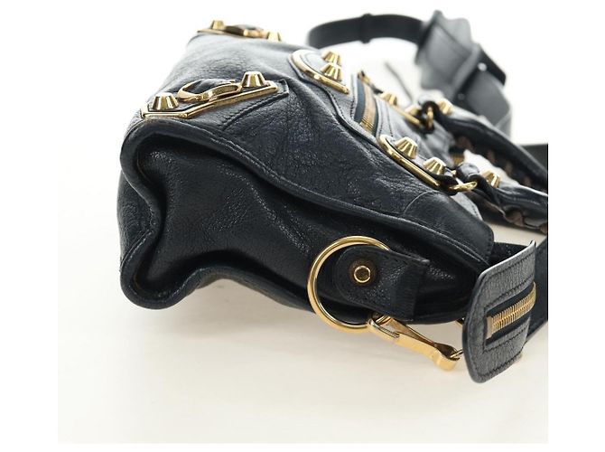 BALENCIAGA Classic Metallic Edge Mini City Tasche Leder 2way Navy Auth 189129M Golden Marineblau - Ansicht 4