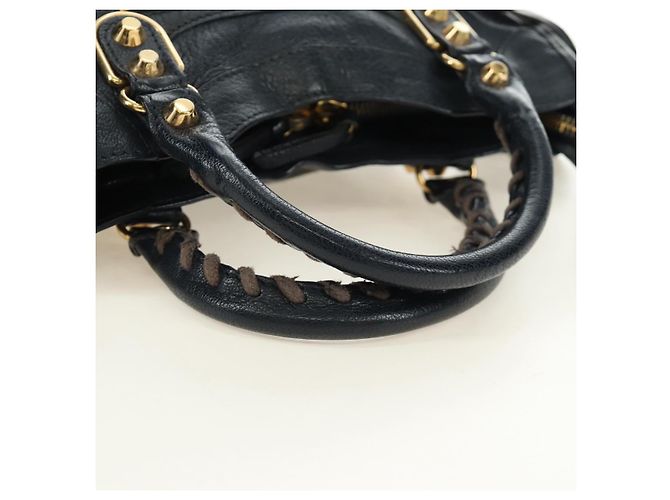 BALENCIAGA Classic Metallic Edge Mini City Tasche Leder 2way Navy Auth 189129M Golden Marineblau - Ansicht 7