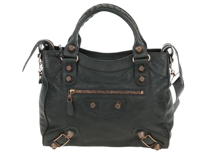 BALENCIAGA Giant Vero Hand Bag Leather 2way Gray 263244 Auth am12009SAM Marrone - vista 13