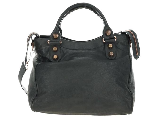 BALENCIAGA Giant Vero Hand Bag Leather 2way Gray 263244 Auth am12009SAM Marrone - vista 2