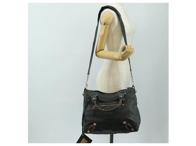 BALENCIAGA Giant Vero Hand Bag Leather 2way Gray 263244 Auth am12009SAM Marrone - vista 28